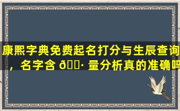 康熙字典免费起名打分与生辰查询，名字含 🕷 量分析真的准确吗